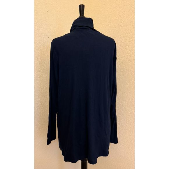 Chico's Mixed Media Cowl Neck Layered Long Sleeve Navy Top-Sz 3 (XL) - Picture 5 of 11